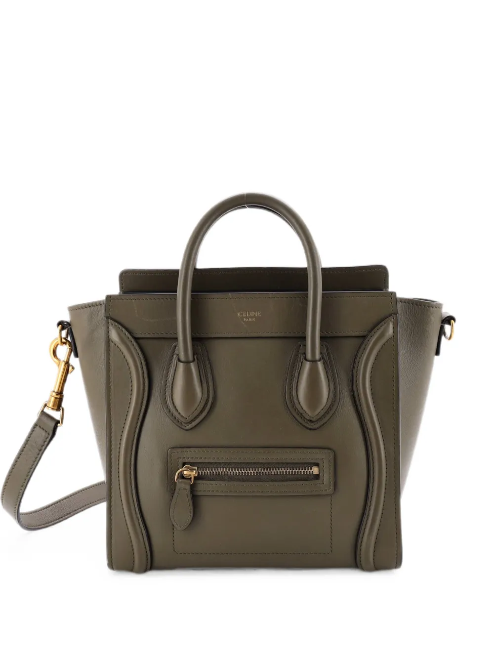 Celine Pre-Owned Borsa a tracolla Luggage nano in pelle liscia - Verde