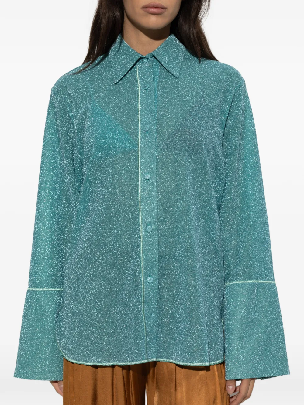 Oséree Blouse met lange mouwen en lurexdraad Blauw