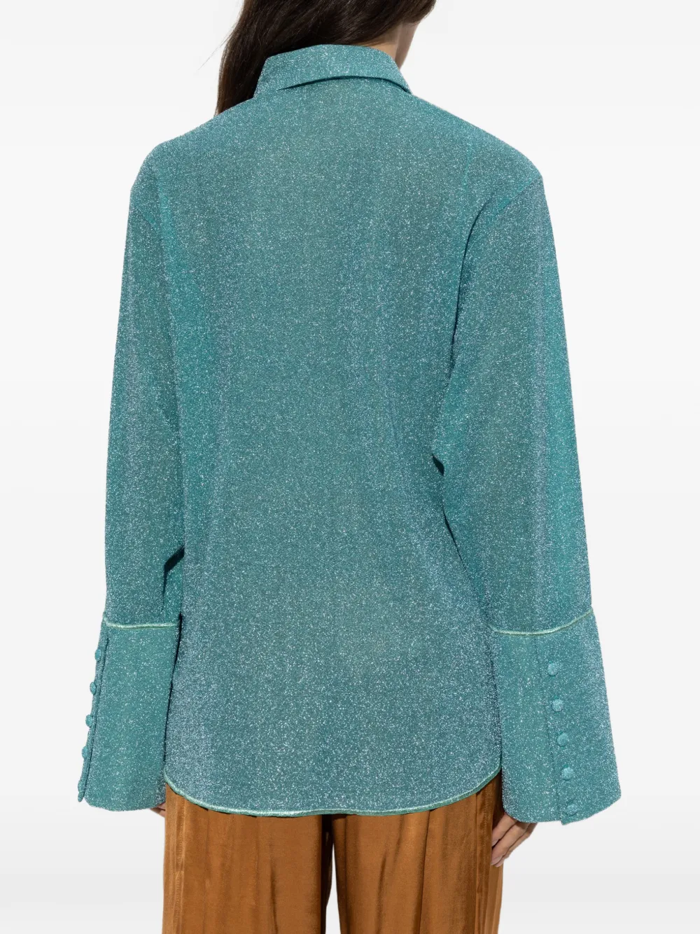 Oséree Blouse met lange mouwen en lurexdraad Blauw