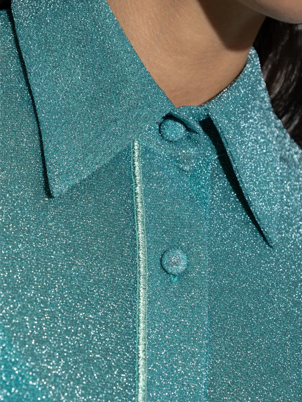 Oséree Blouse met lange mouwen en lurexdraad Blauw