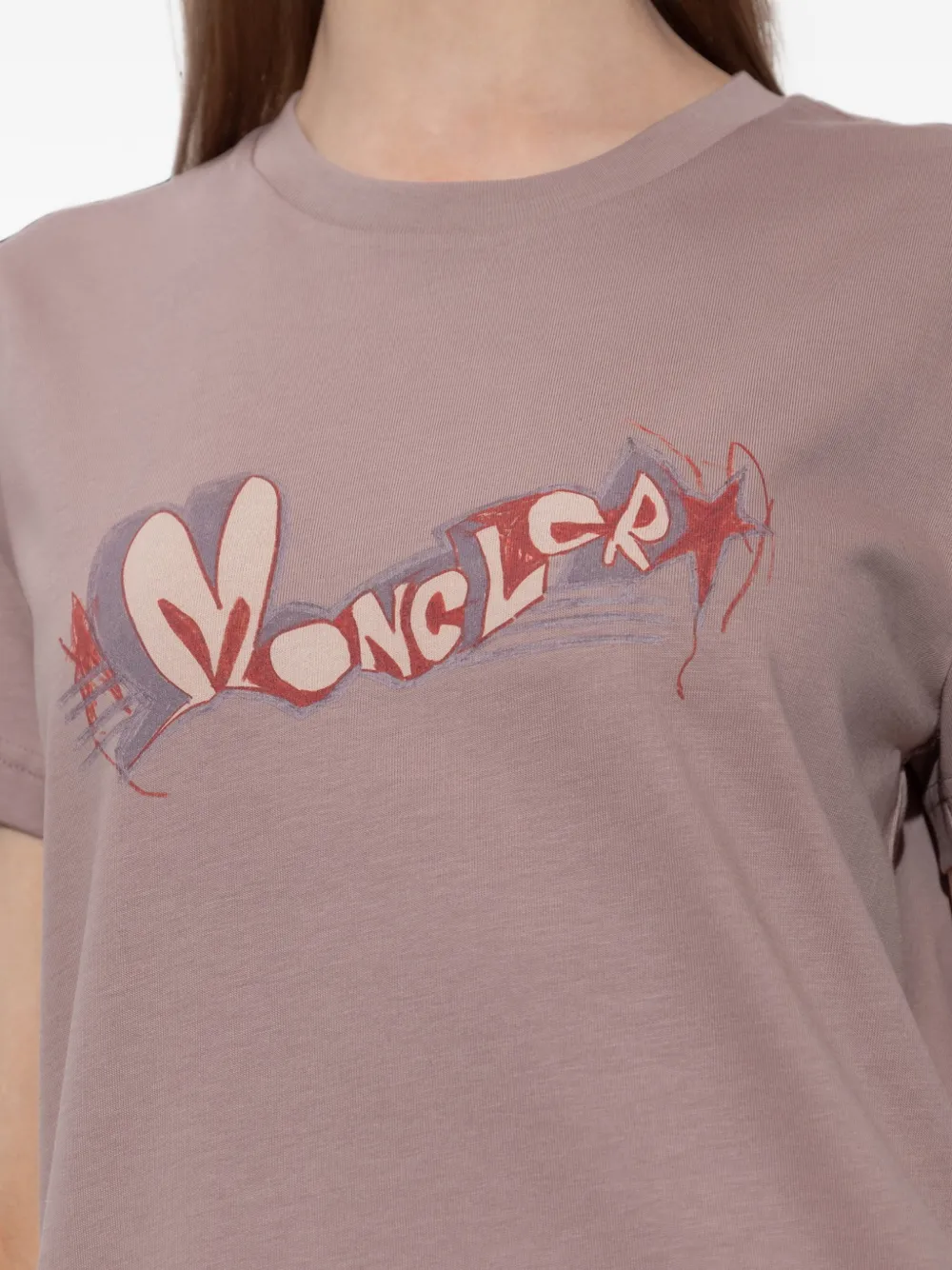 Moncler T-shirt met logoprint Roze
