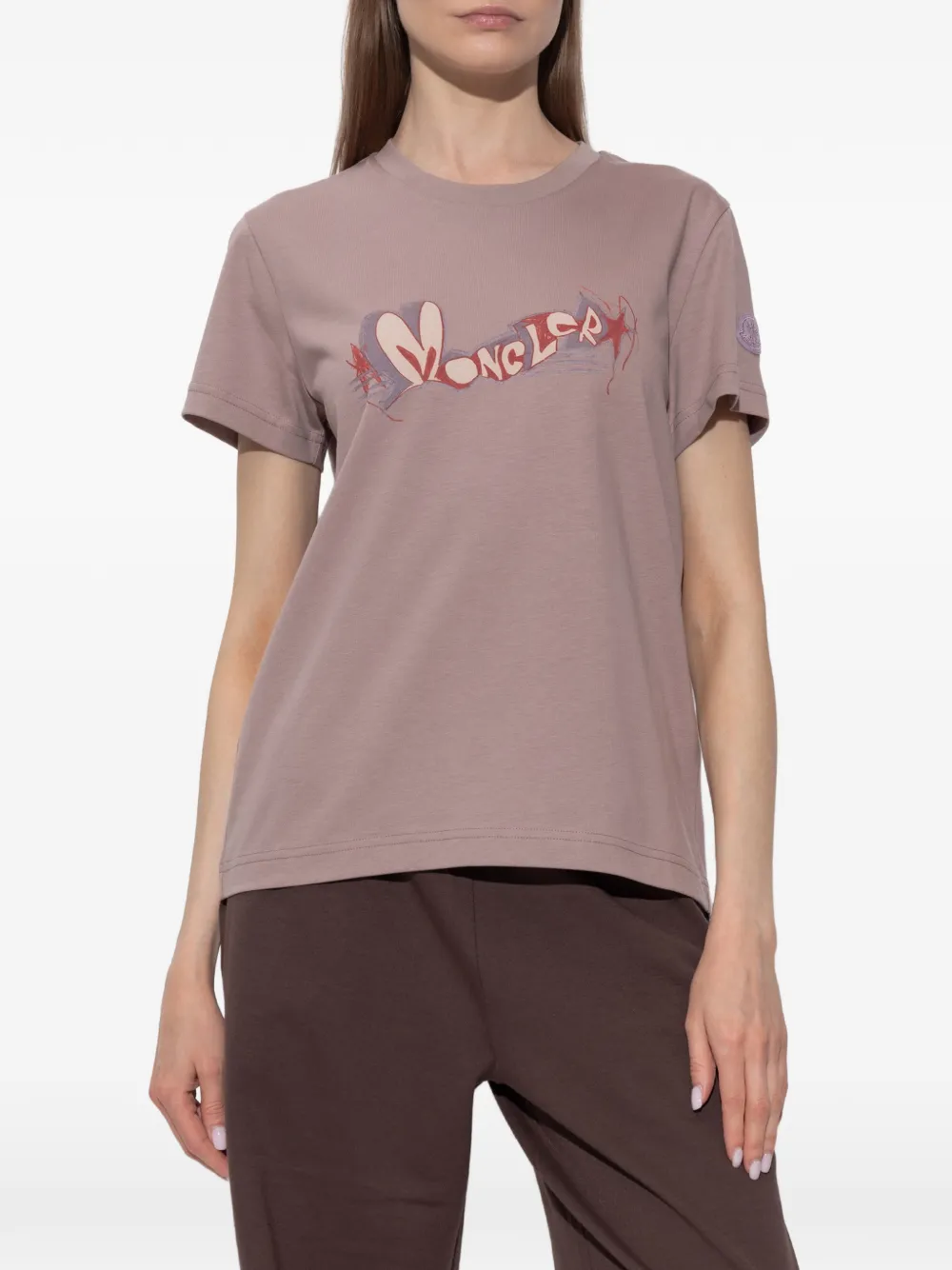Moncler T-shirt met logoprint Roze