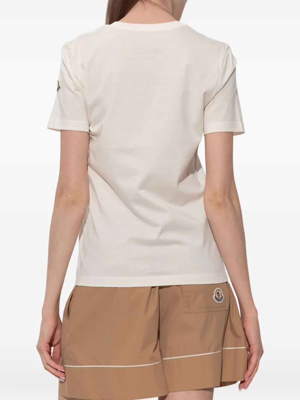 Moncler T-shirt met geborduurd logo Beige