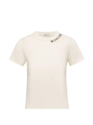 Moncler logo-embroidered T-shirt | Neutrals | FARFETCH