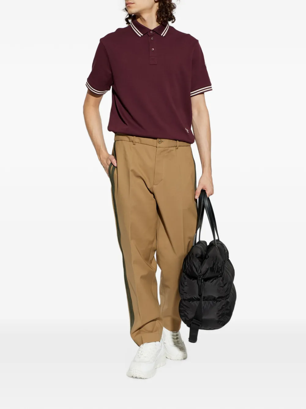 Moncler Poloshirt met gestreepte afwerking Rood