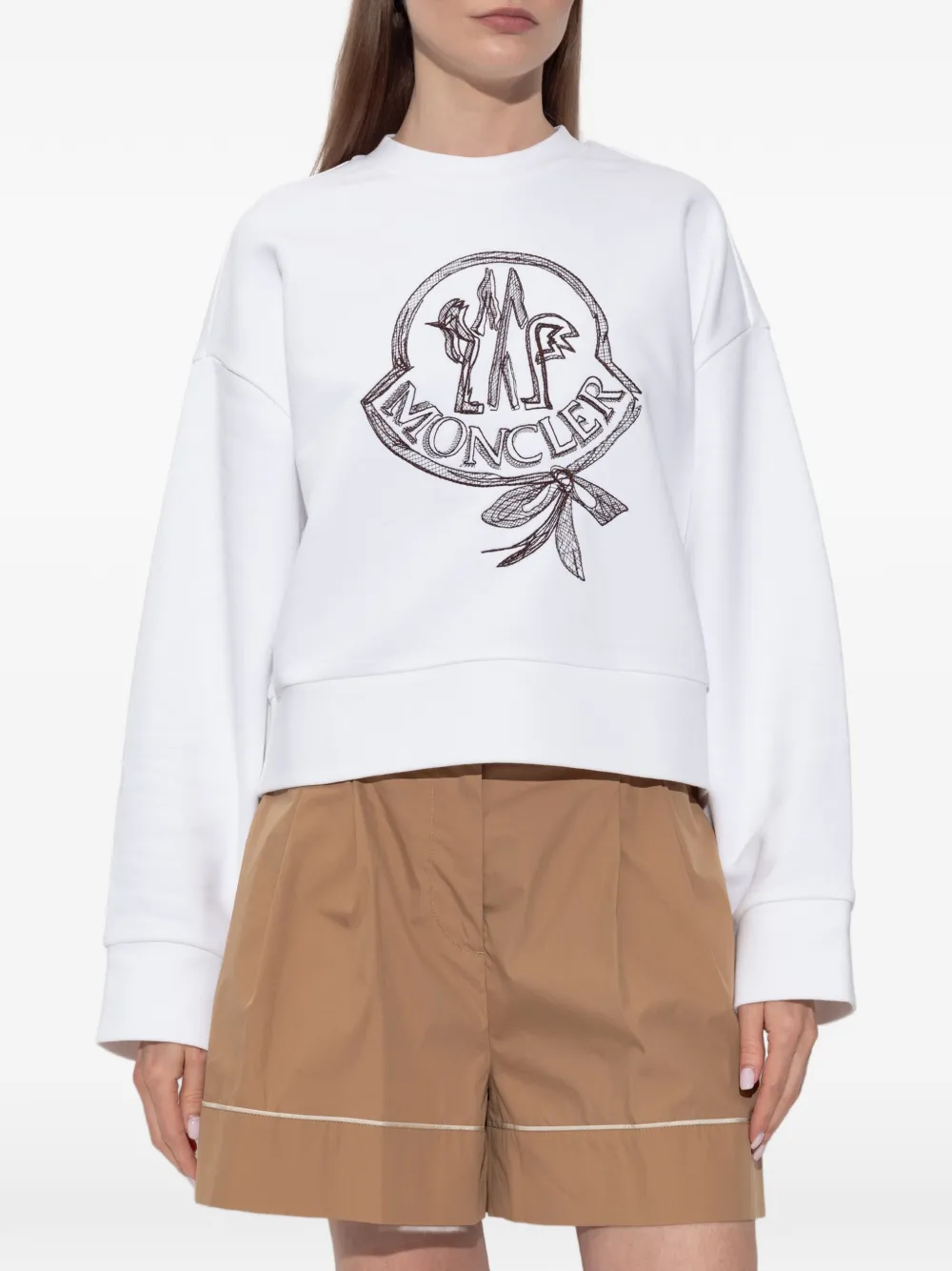 Moncler Sweater met geborduurd logo Wit