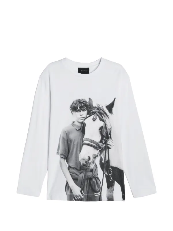 Simone Rocha Long-sleeve Graphic-print T-shirt in White