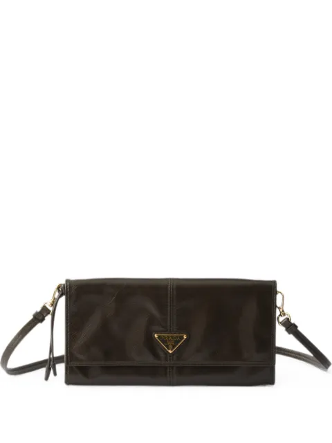 Prada leather wallet with shoulder strap