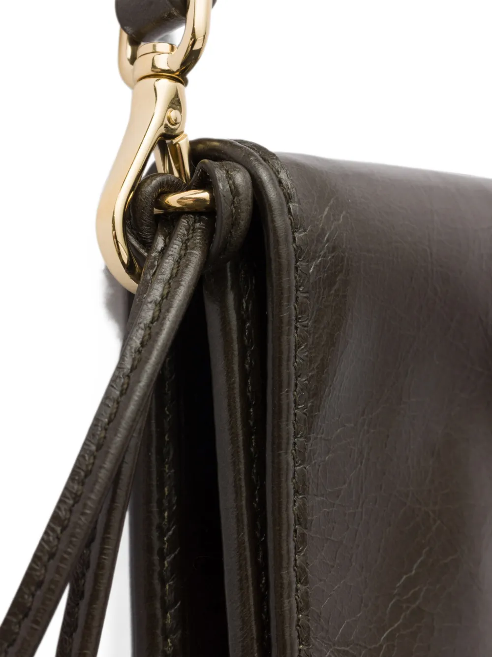 Prada Leren portemonnee met schouderband Groen