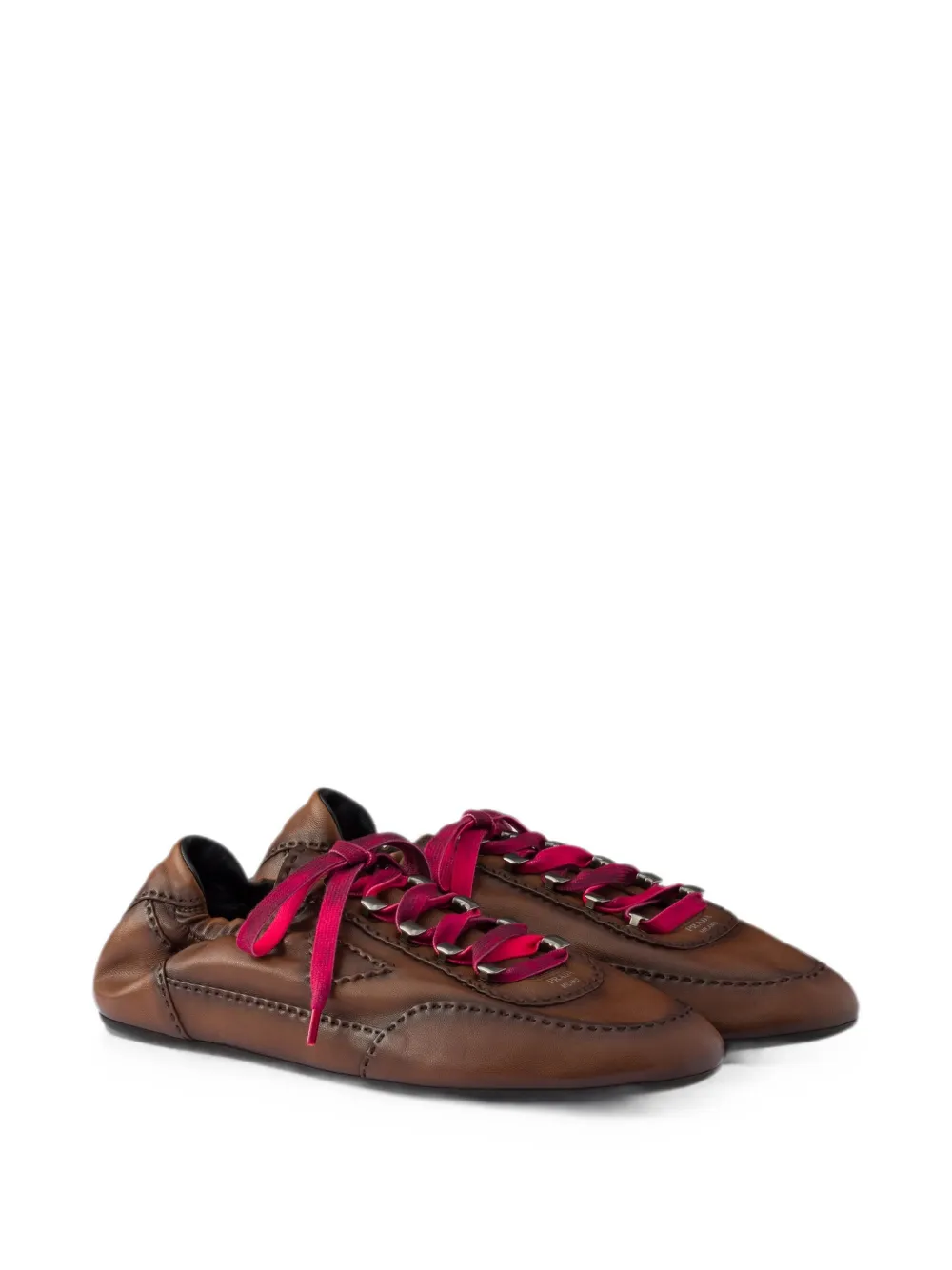 Prada Collaps nappa leren sneakers met haken Bruin