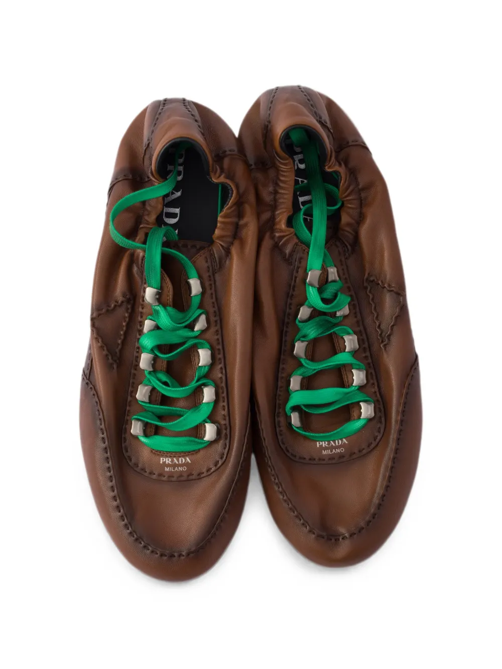 Prada Collaps nappa leren sneakers met haken Bruin