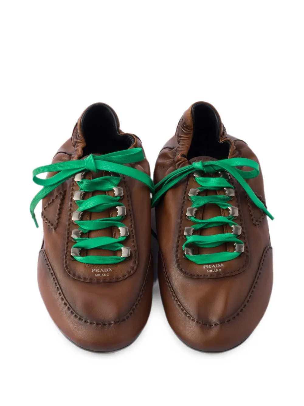 Prada Collaps nappa leren sneakers met haken Bruin