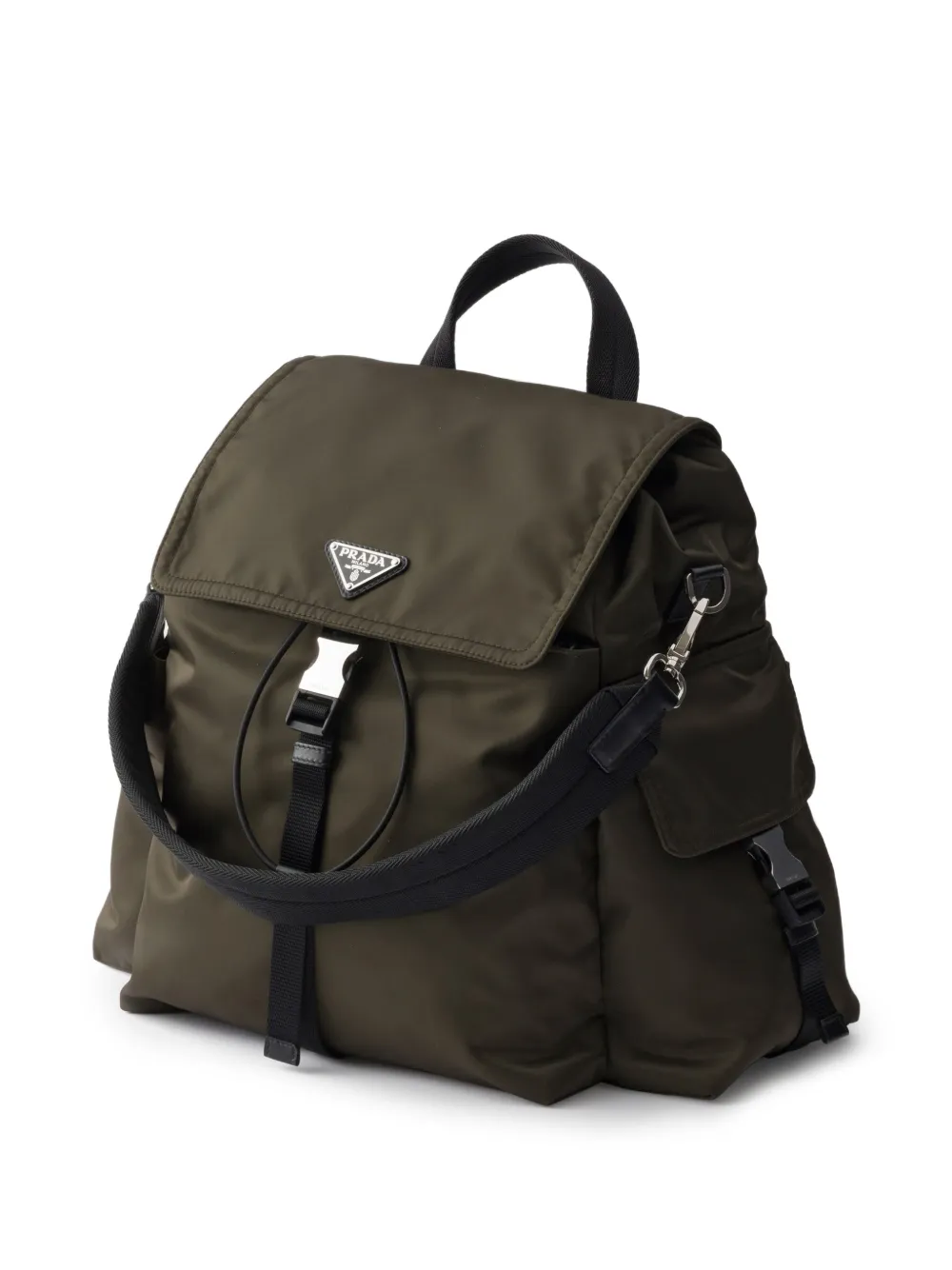 Prada Explore Re-Nylon en leren rugzak Groen