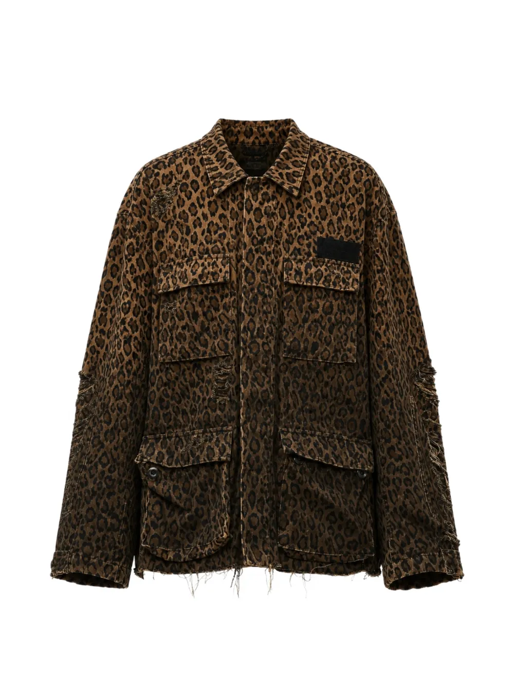 R13 shredded leopard-print jacket - Braun