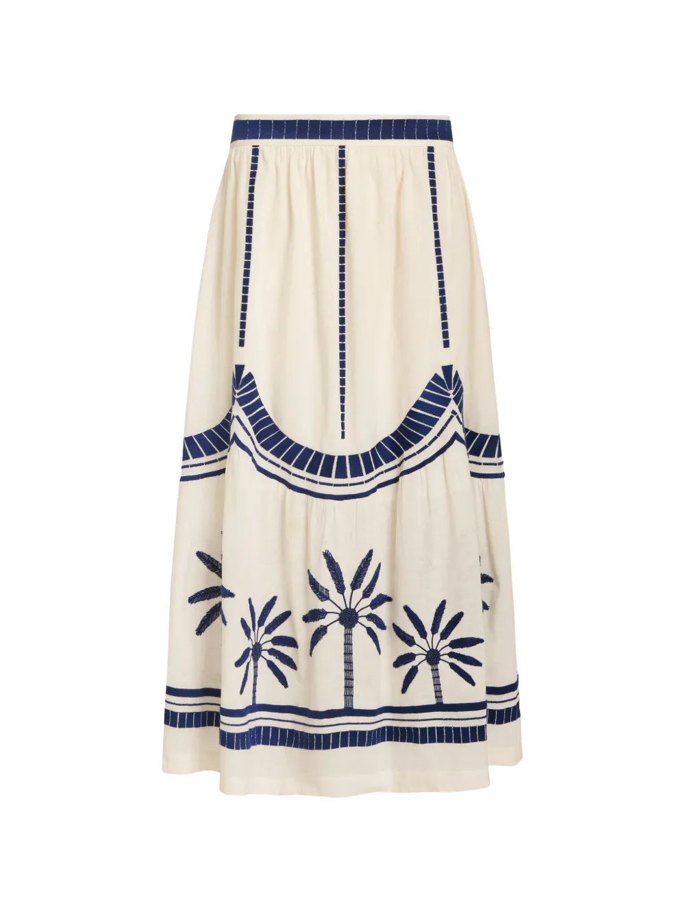 Marie Oliver Dania palm-embroidered maxi skirt - Toni neutri
