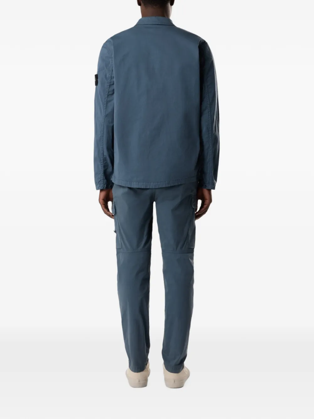 Stone Island 1200003 stretch twill shirtjack van biologisch katoen Blauw