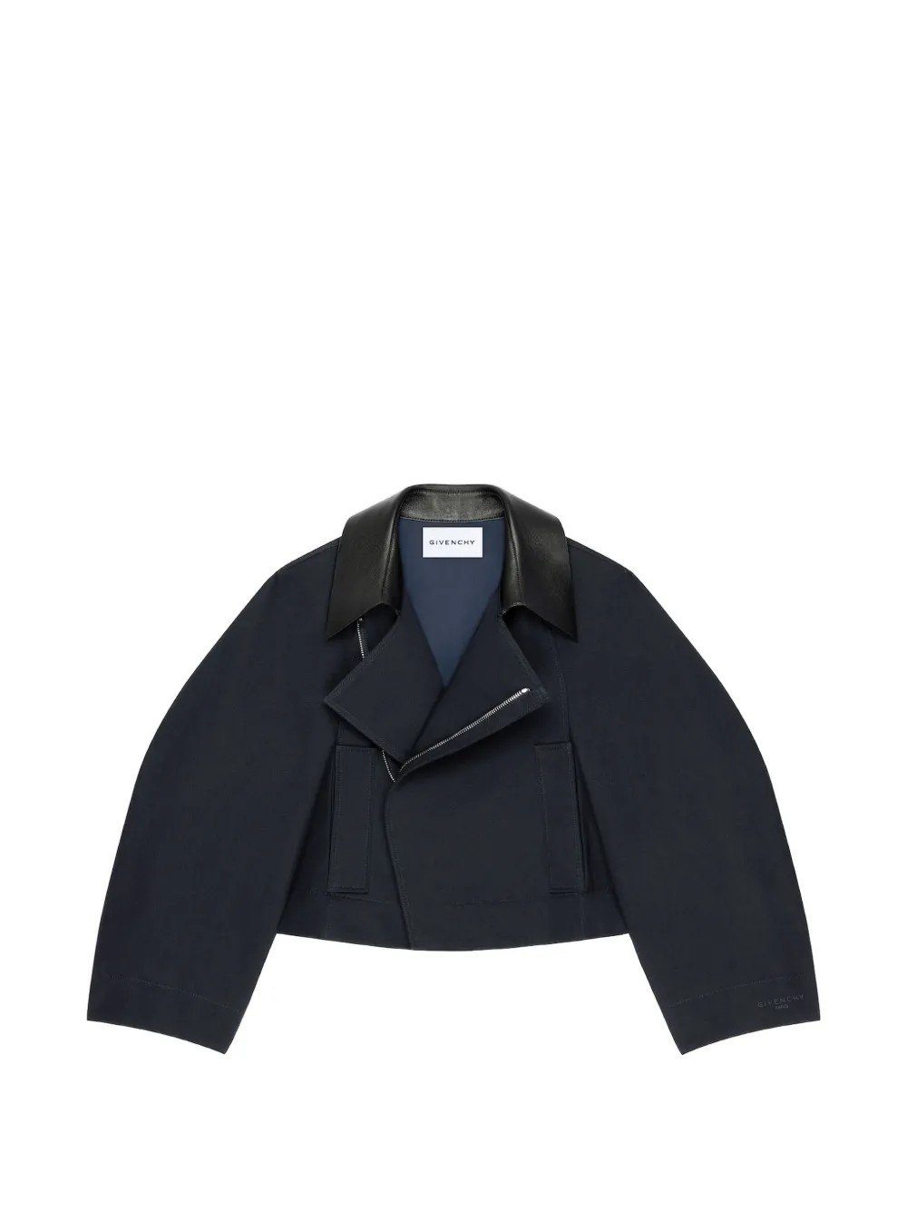 Givenchy cropped peacoat with leather collar in cotton and wool