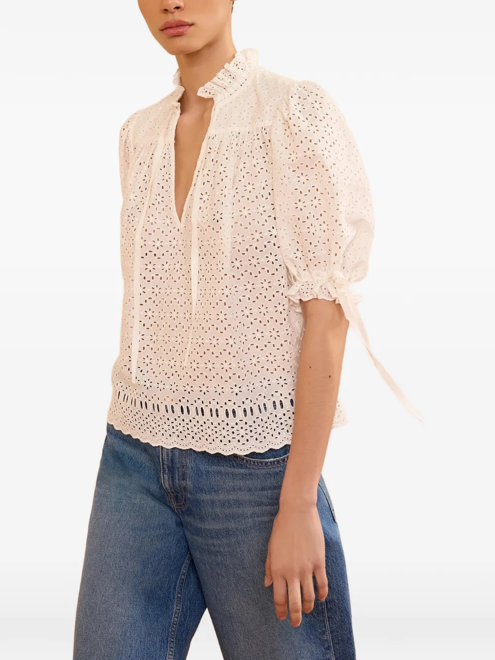 Ulla Johnson Alouette broderie anglaise top Wit