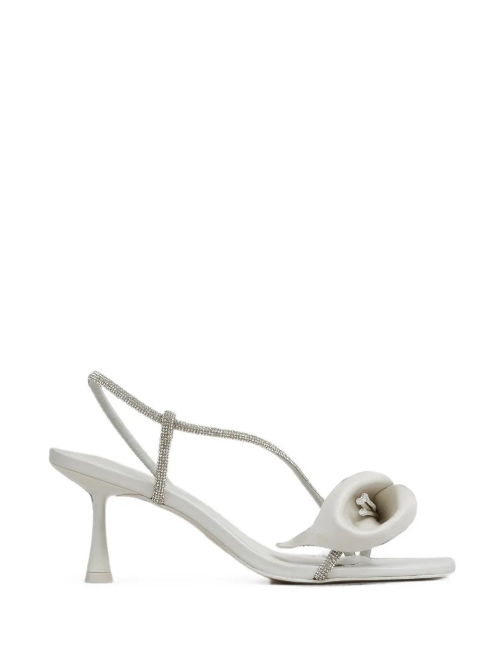 Cult Gaia Rayna floral-appliqué crystal-embellished sandals Wit