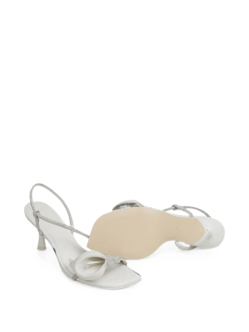 Cult Gaia Rayna floral-appliqué crystal-embellished sandals Wit