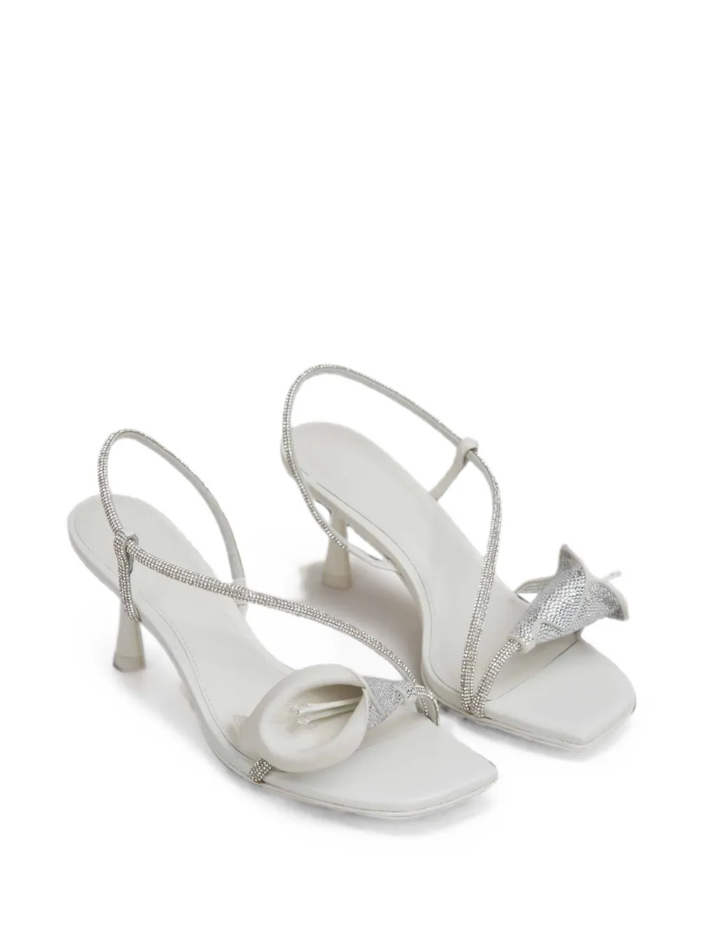 Cult Gaia Rayna floral-appliqué crystal-embellished sandals Wit