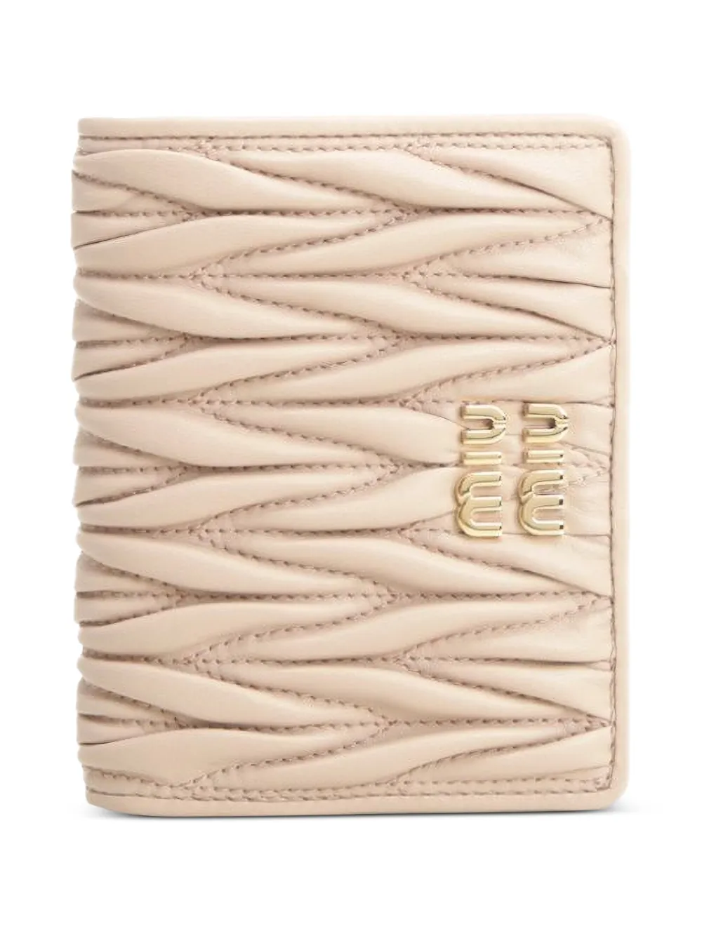 Miu Miu Matelassé leather wallet - Nude