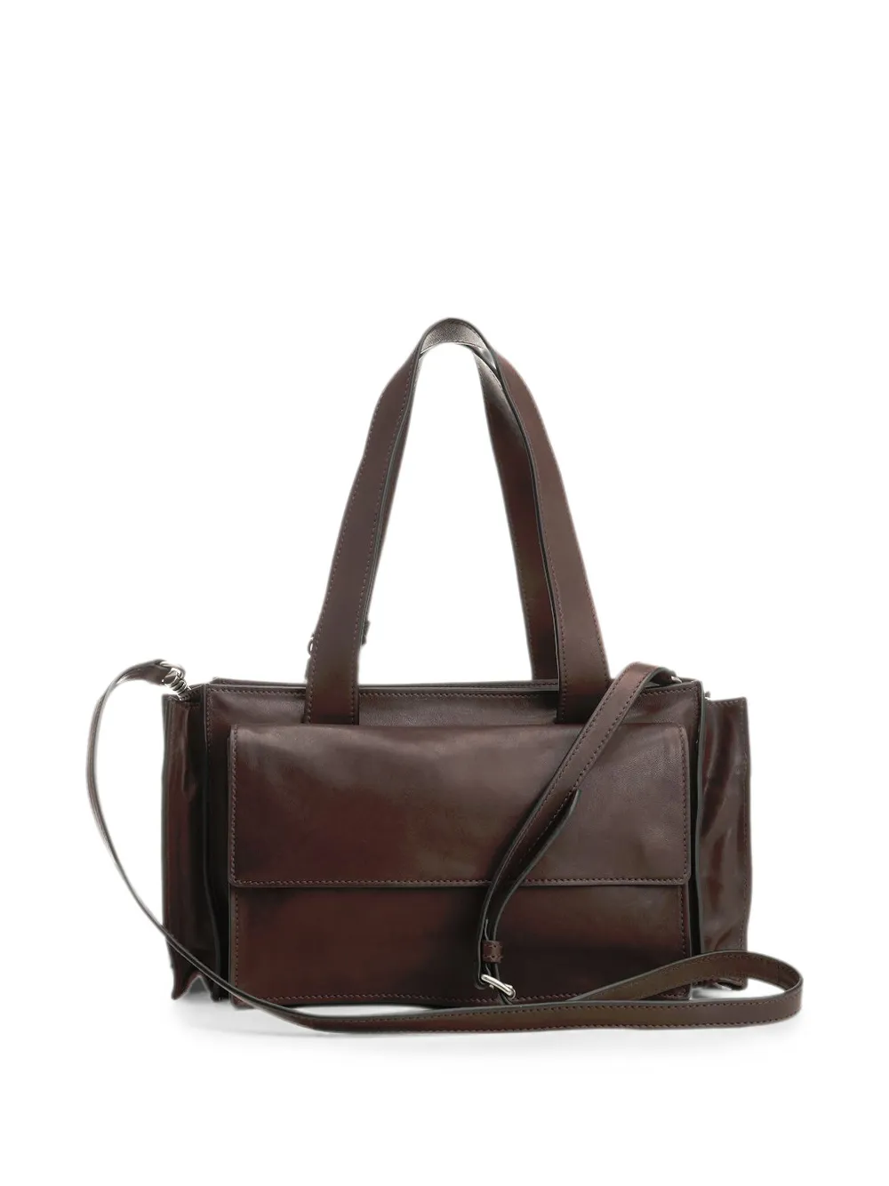 Miu Leren shopper met cargo zak Bruin