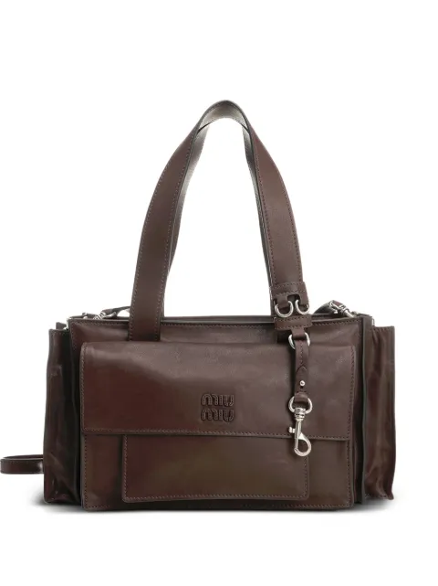 Miu Miu Utilitaire tote i læder med lomme