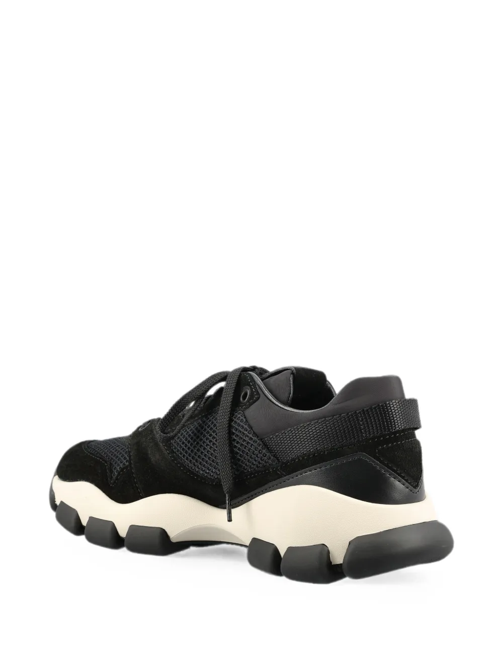 Prada logo-patch panelled sneakers Zwart