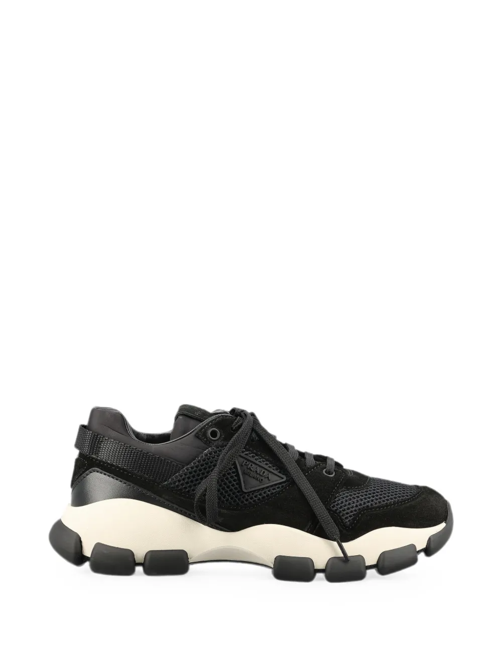 Prada logo-patch panelled sneakers - Nero