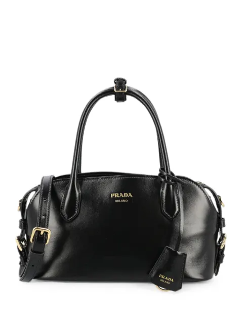 Prada logo-stamp leather shoulder bag