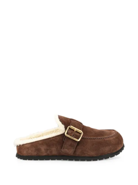 Prada buckle-fastening shearling-lined mules