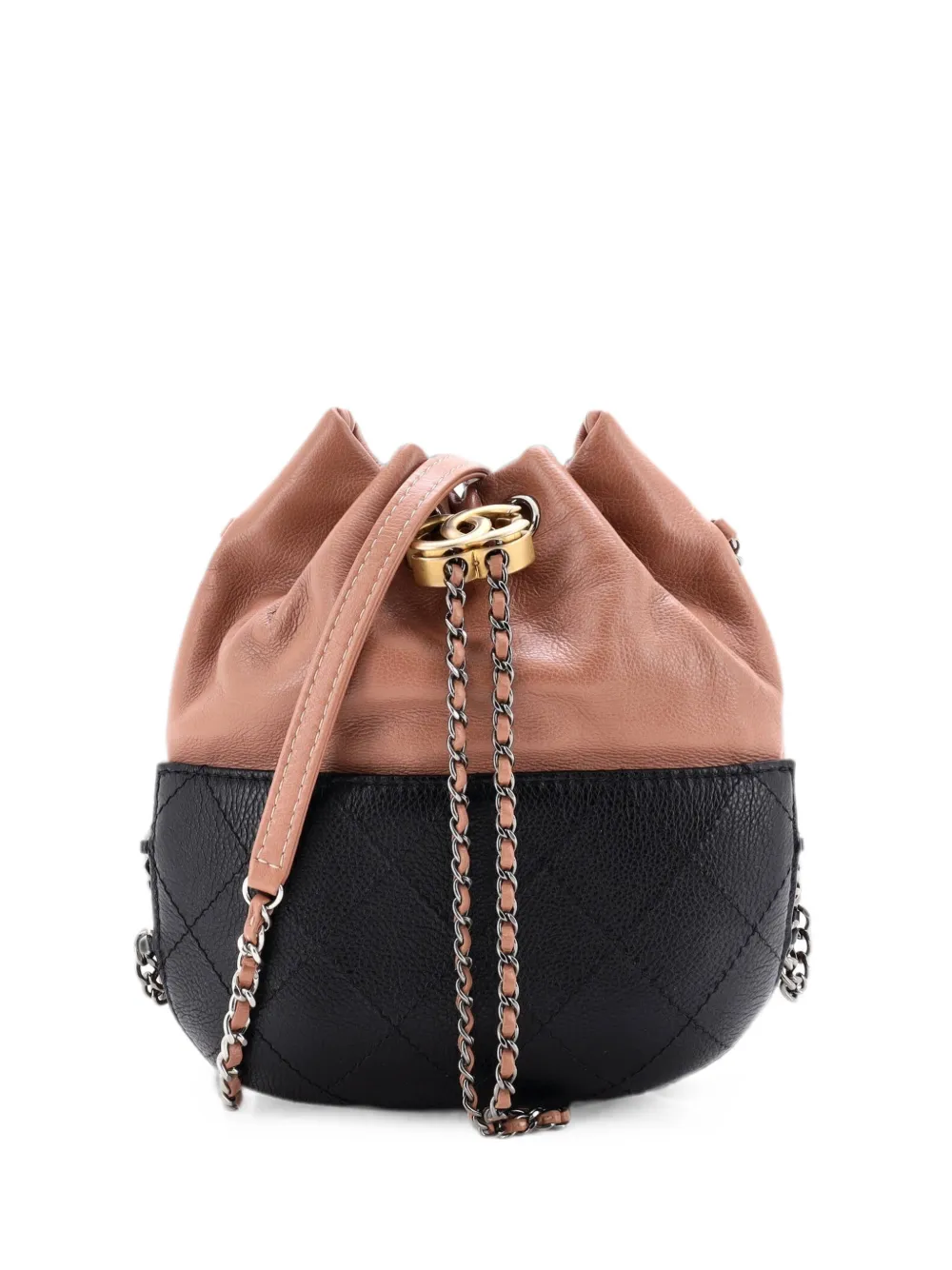 CHANEL Pre-Owned Borsa a secchiello Gabrielle piccola in pelle di vitello trapuntata con coulisse - Nero