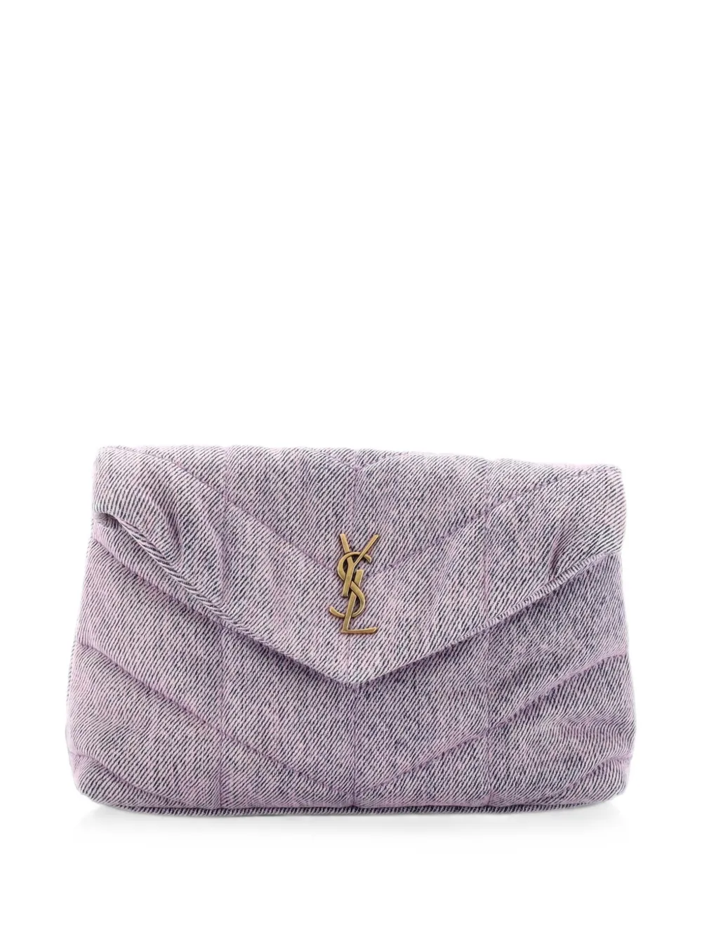 Saint Laurent Pre-Owned Clutch LouLou piccola in denim trapuntato con design imbottito - Viola