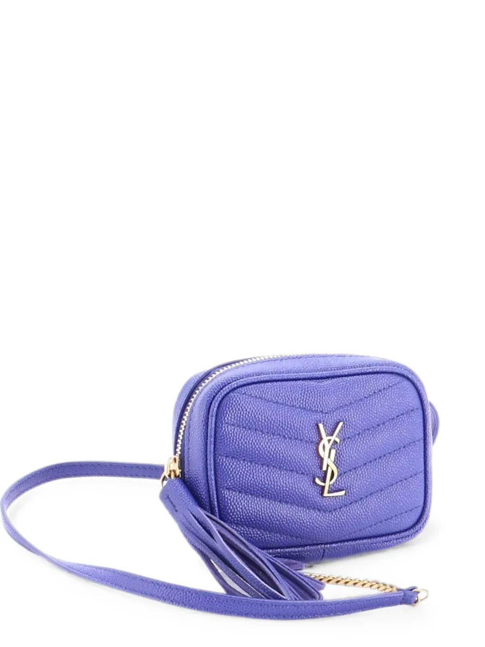 Saint Laurent Pre-Owned Borsa a tracolla Lou Camera Bag Baby in pelle matelassé con motivo chevron - Blu