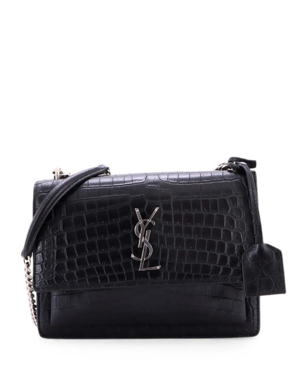 Saint Laurent Pre-Owned Sunset Crocodile Embossed Leather Medium crossbody bag - Schwarz