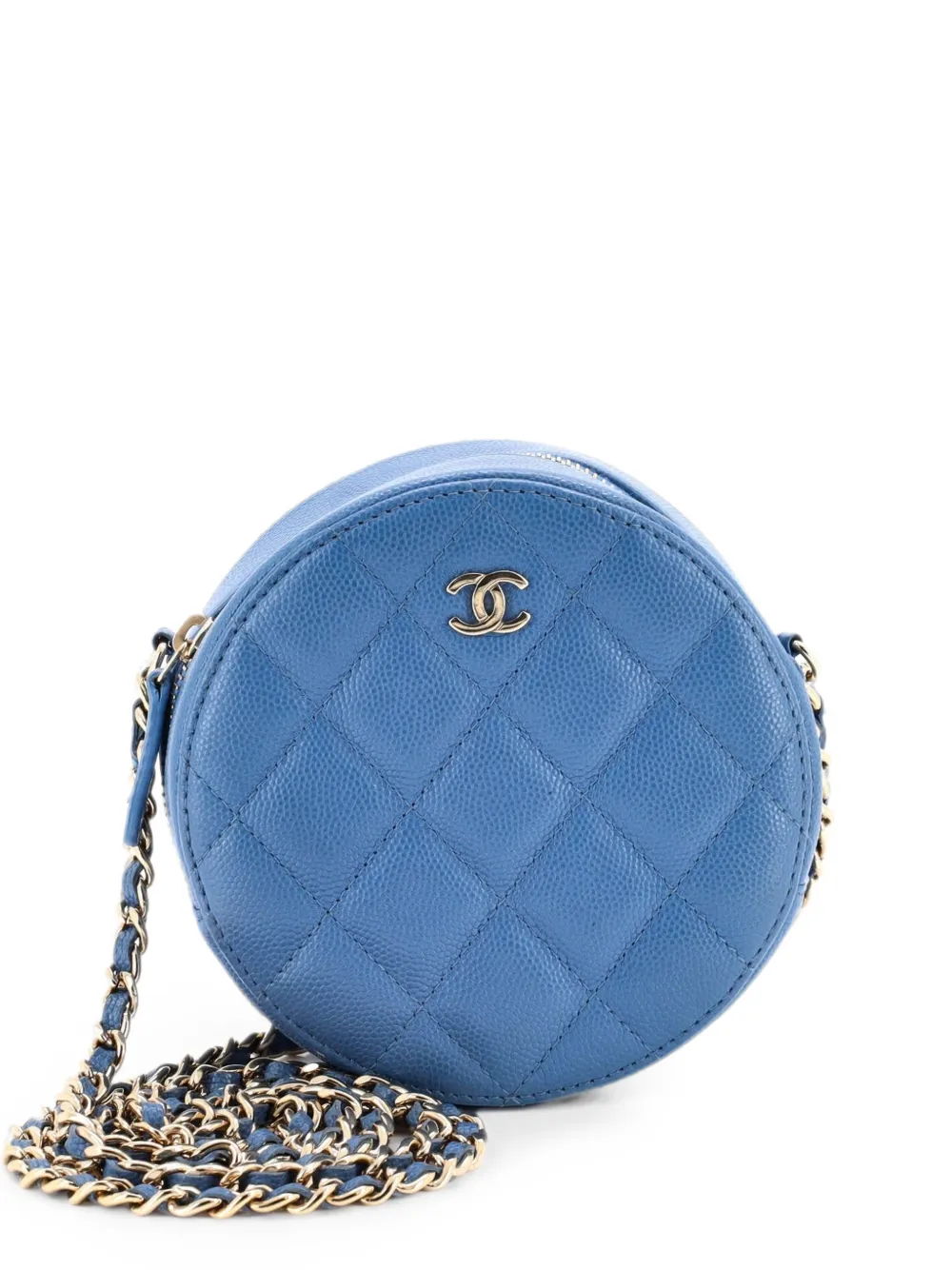 CHANEL Pre-Owned Borsa a tracolla mini in pelle Caviar trapuntata con catena - Blu