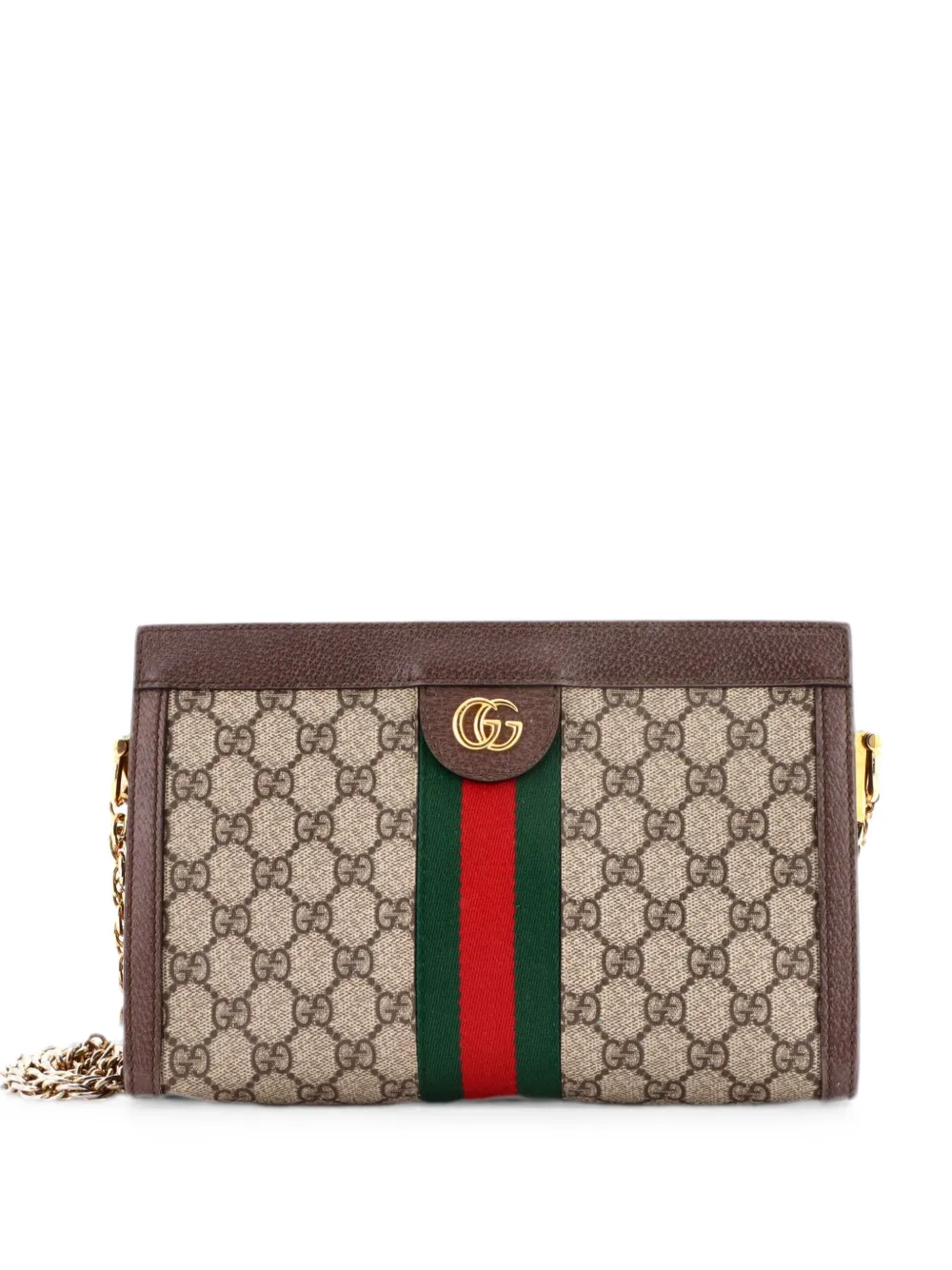 Gucci Pre-Owned Borsa a tracolla Ophidia piccola in tela cerata GG con catena - Marrone