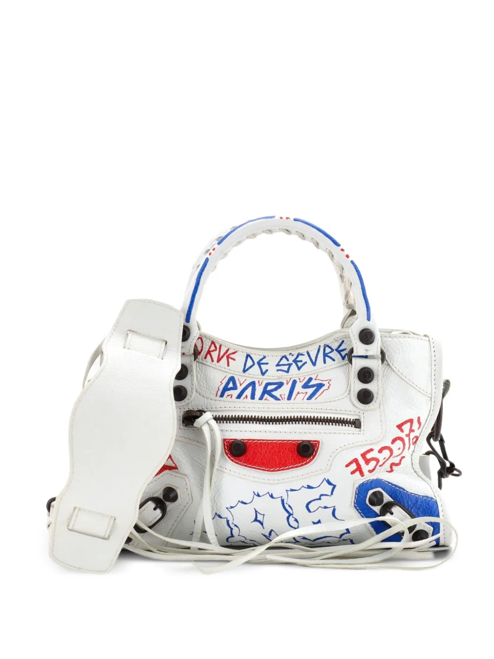 Balenciaga Pre-Owned Borsa a tracolla City Graffiti Classic Studs mini in pelle - Multicolore