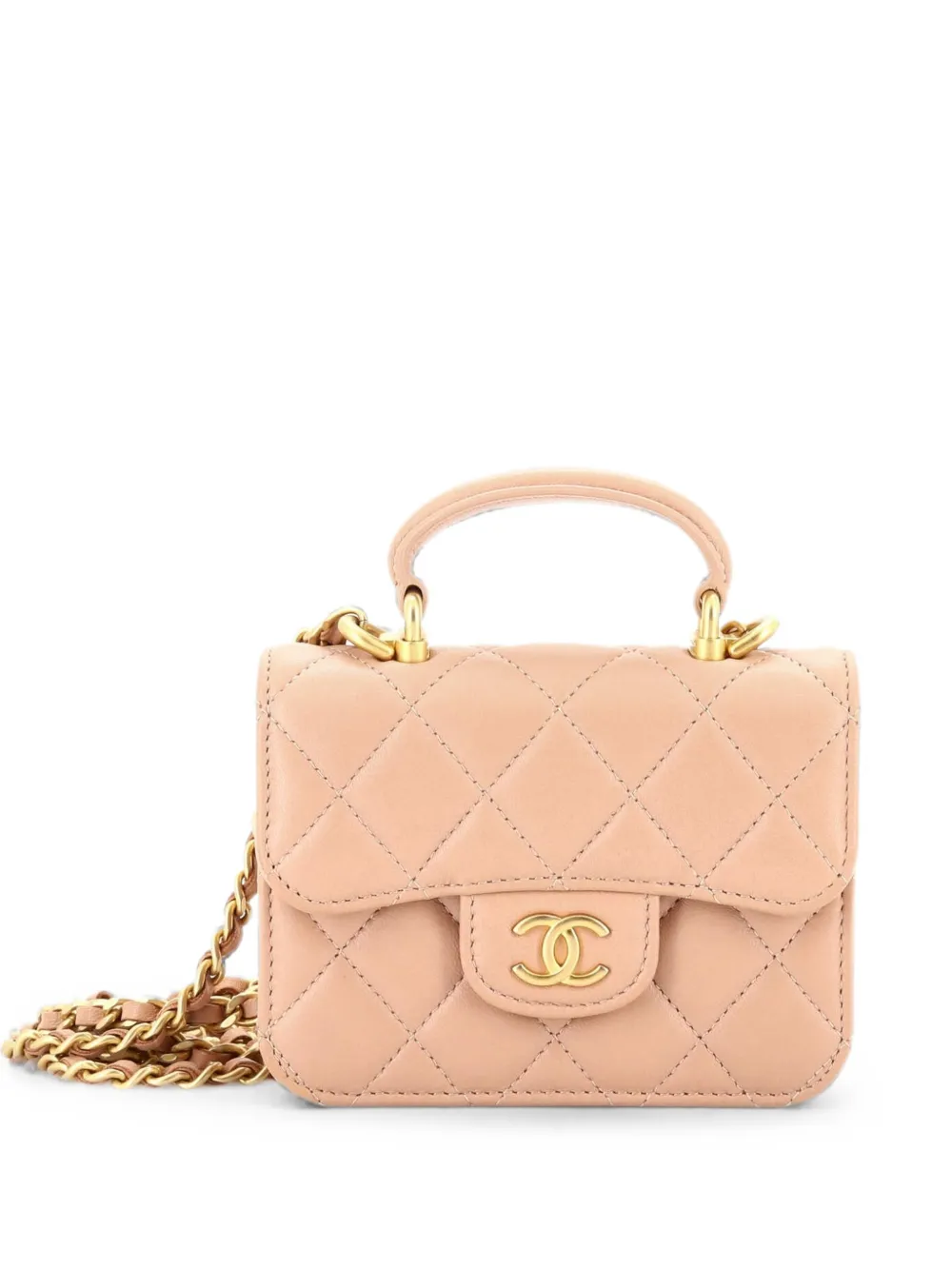 CHANEL Pre-Owned Portamonete con manico in pelle di agnello Caviar trapuntata - Toni neutri