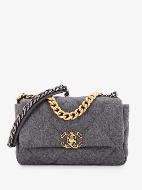 CHANEL Pre-Owned 19 Flap Bag Quilted Wool Medium shoulder bag