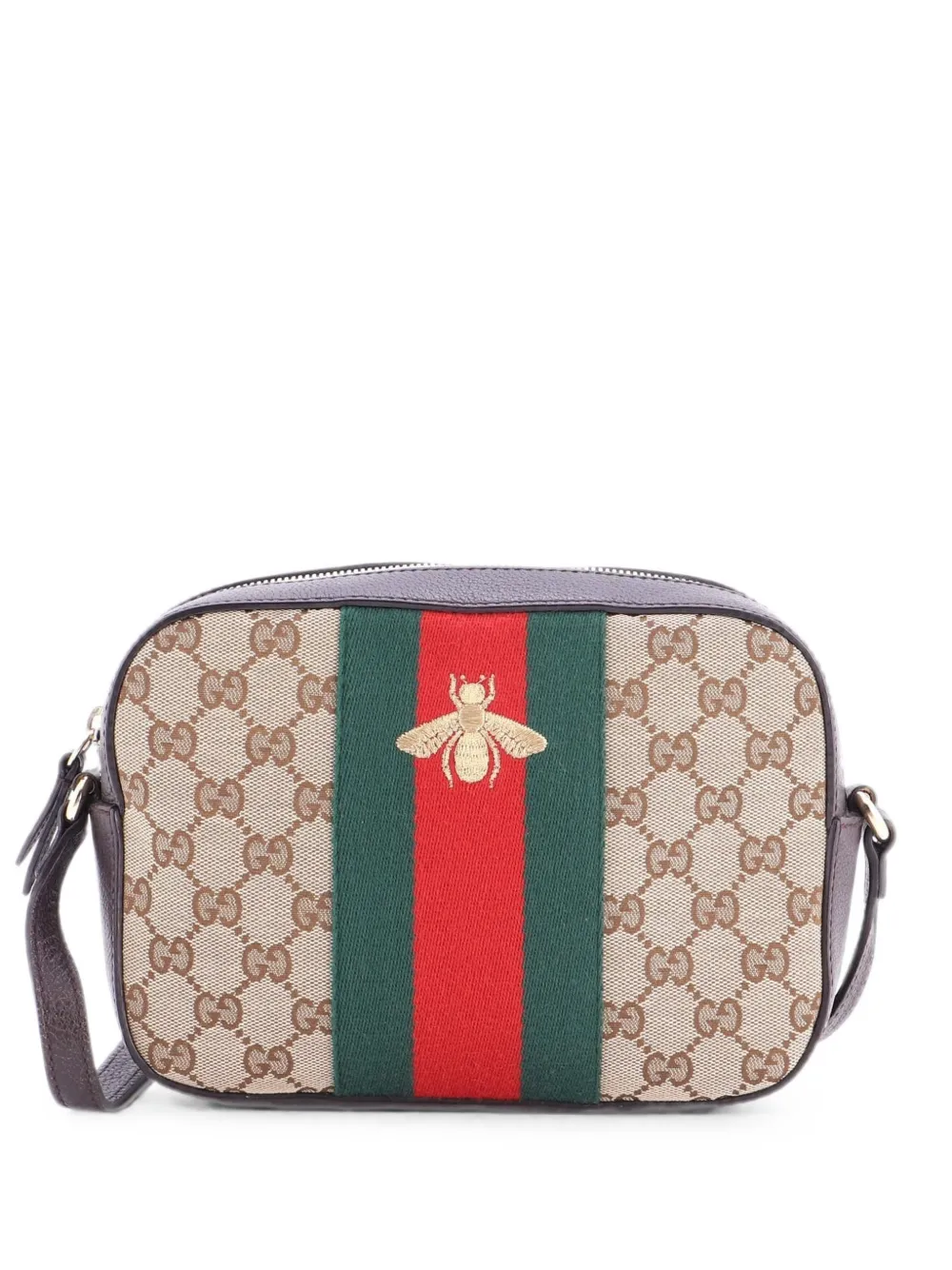 Gucci Pre-Owned Borsa a tracolla Bee in tela GG con decorazione Web - Marrone