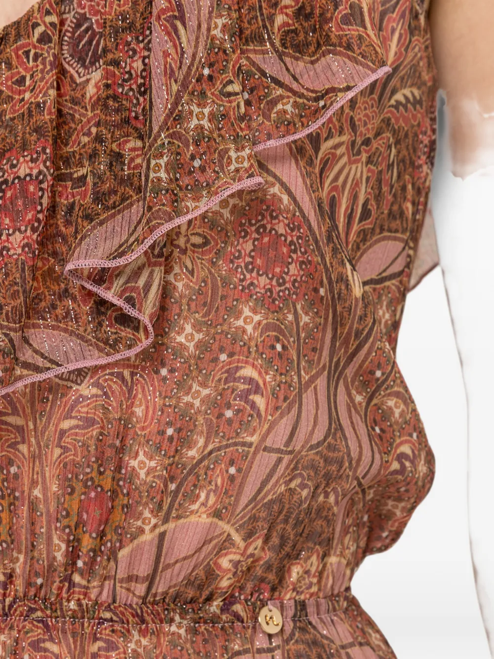 NISSA Zijden mini-jurk met bloemenprint Bruin
