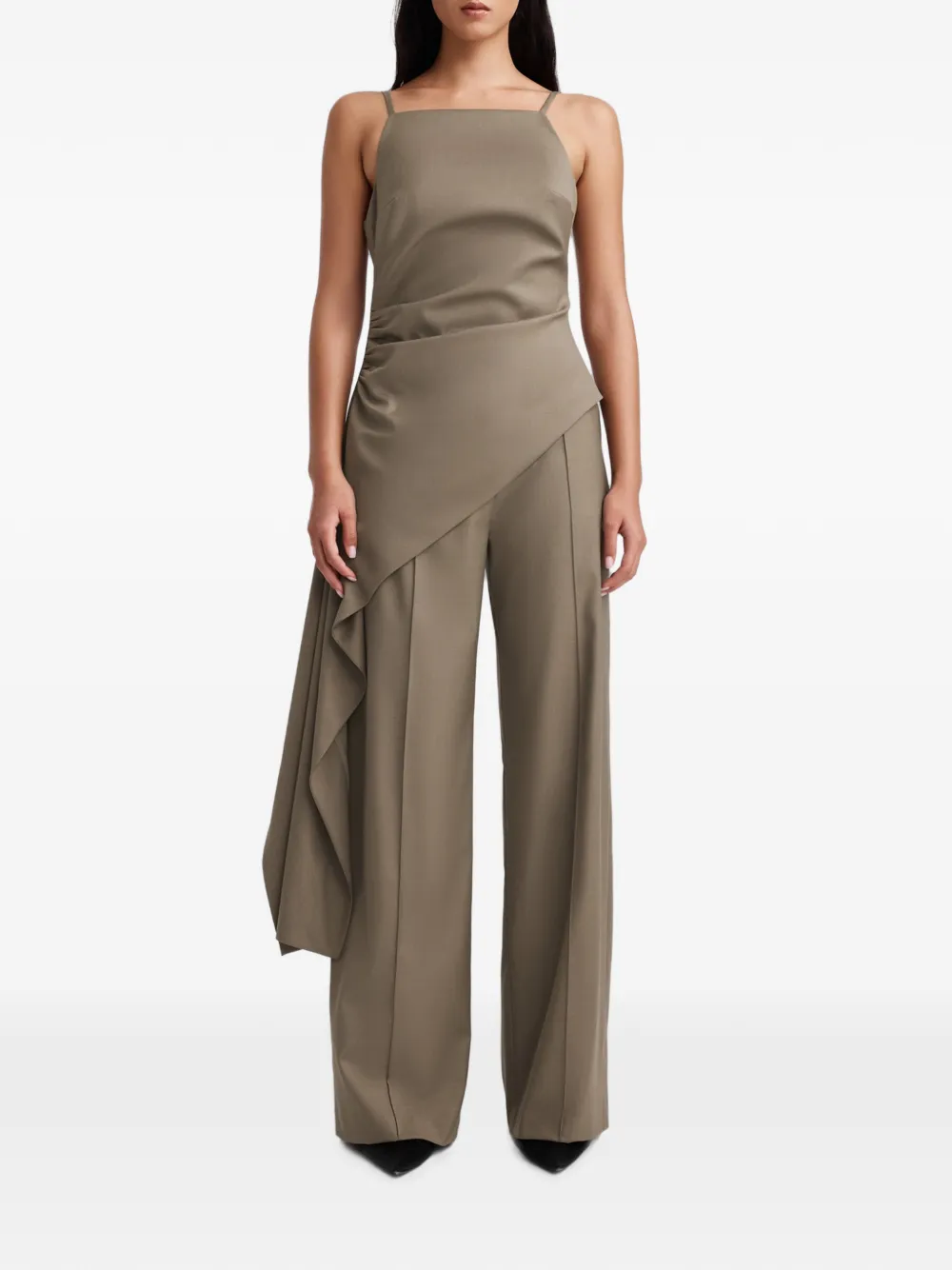 Anna Quan Sanne Asymmetric Draped Top in Brown, view 2