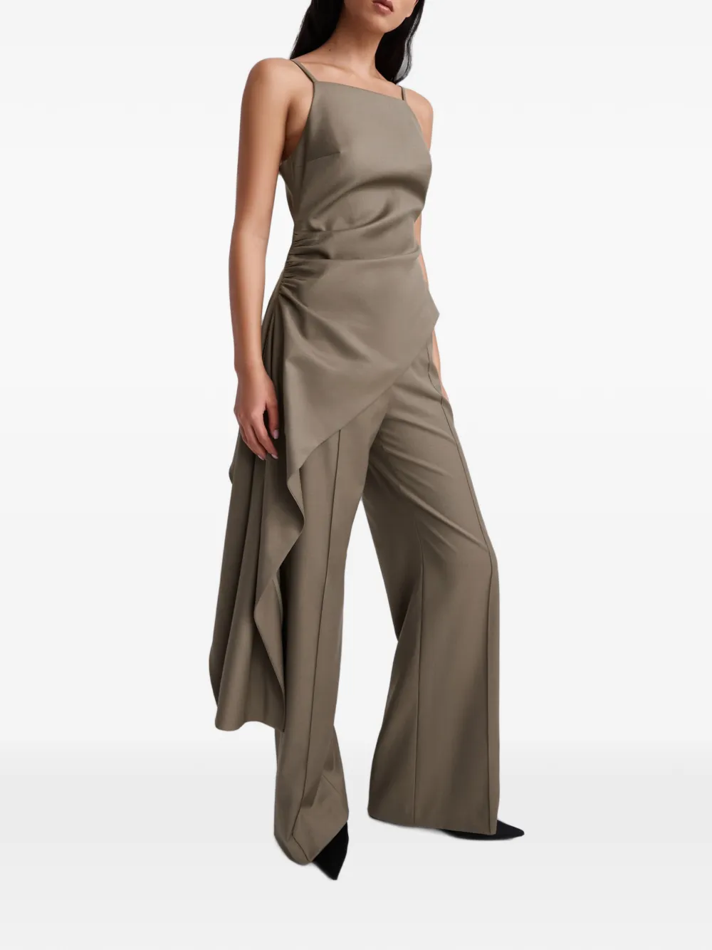 Anna Quan Sanne Asymmetric Draped Top in Brown, view 3