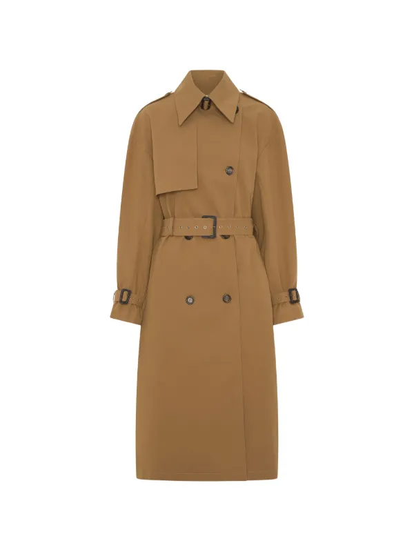 Anna Quan Farren Belted Double-breasted Trench Coat in Brown