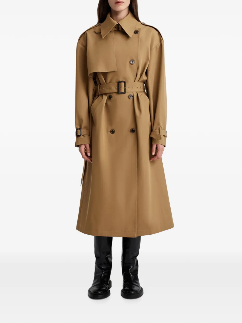 Anna Quan Farren Belted Double-breasted Trench Coat in Brown, view 2