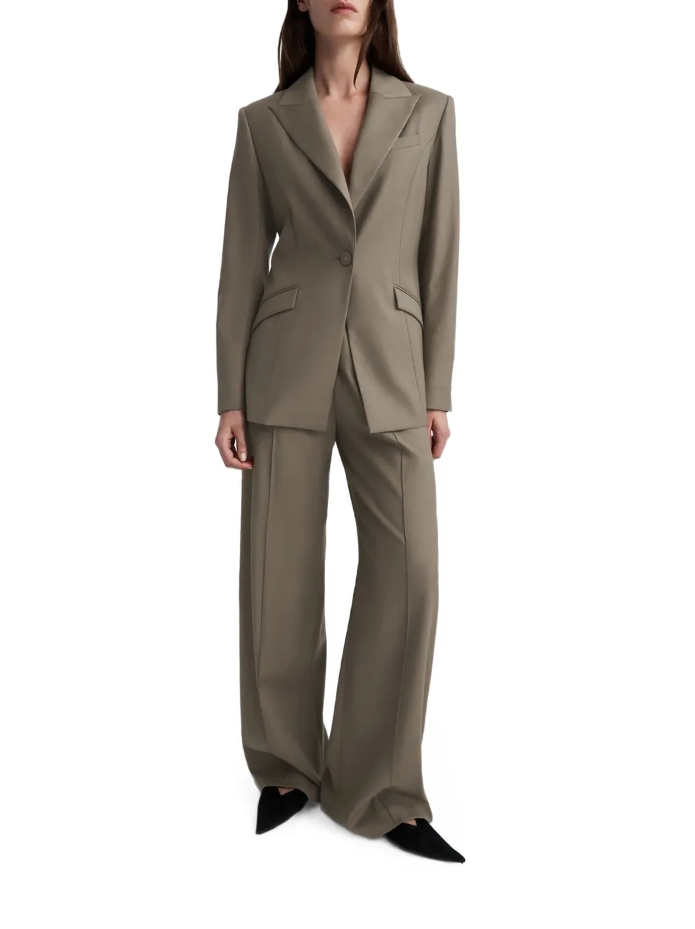 Anna Quan Willow Peak-lapels Blazer in Brown, view 2