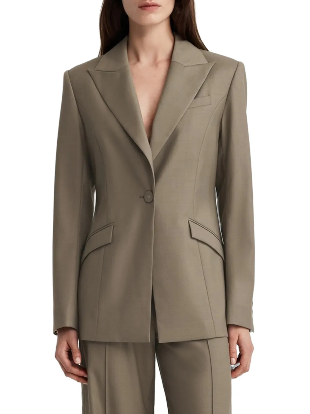Anna Quan Willow Peak-lapels Blazer in Brown, view 3