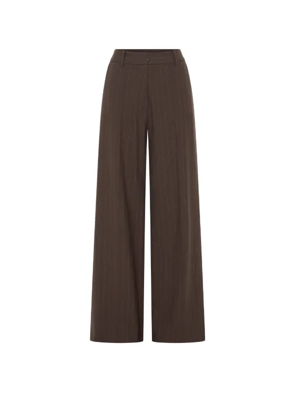Anna Quan Adam Chalk-stripe Trousers in Brown